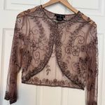 Pisarro Nights‎ Beaded Bolero Shrug Evening Jacket Size 12 NWT Mother of Bride Brown Photo 0