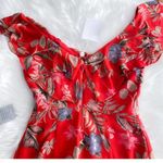 WAYF  Chelsea Tiered Ruffle Maxi Dress Red Tropical Flutter Sleeves Floral NEW 1X Photo 8