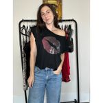 Y2K Black Lips Design Off the Shoulder Top Size Medium Photo 1