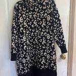 UGG M/L  Judith Sweater-Knit Black/White Leopard Print Hooded button Cardigan  Photo 1