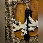 Just Be NWT  Woman’s White Braided Strap Sandals With Buckle Photo 1