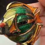 Liz Claiborne Colorful Enamel Fish Brooch Pin Gold Tone Signed LC Photo 4