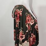 Charlotte Russe  Pink and Green Floral Top NWT Size Large Green Wrap Look Top Photo 3