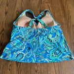 Lands' End Women Teal Green Paisley Racerback Tankini Swim Suit Top Plus Size 16W Photo 1