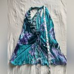 Free People  Floral Blue Striped Tropical
V Neck Tank Tie Size L Photo 5