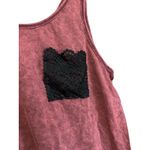 LOL Vintage Tank Top Maroon Sleeveless Lace Pocket Detail Women's Casual Photo 3