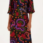 Farm Rio NWT Jungle Snake Fruit Midi in Black Apple Puff Sleeve Dress S $195 Photo 0