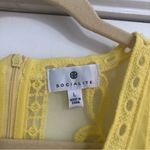 Socialite bright yellow lace mini dress sheer back v neck women’s size large Photo 3