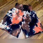 Blanc  clothing tie-dye high waisted boyfriend shorts black orange boho athletic Photo 0