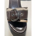 Franco Sarto  Animal Faux Hair Print Slip On Wedge Sandal 8 1/Brown Buckle 3 Heel Photo 4