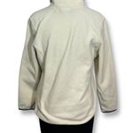 L.L.Bean White Quarter-Zip Fleece Pullover with Navy Trim Sweater Womens MediumP Photo 1