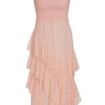 Alice + Olivia Jocelyn Ruffle Pink Midi Dress Photo 0