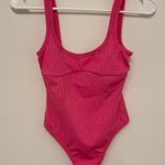 For Love & Lemons  Pink Ribbed Bodysuit Size XS Barbie Core Hot Pink Photo 6