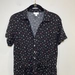J. Jill Full Leg Short‎ Sleeve Women’s Jumpsuit Black Floral Size Small Photo 2