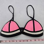 Black Pink Mesh Boho Triangle Padded Swim Sports Bra Beach Bikini Top M Medium Photo 3
