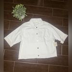 Rafaella  Weekend floral Embroidery white denim 3/4 sleeved jacket sz Large Photo 2