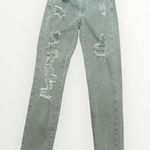 American Eagle  Outfitters Size 4 Regular Pale Green Distressed High Rise Jegging Crop Jeans Photo 0