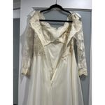 Vintage Priscilla of Boston Wedding Dress Gown Lace Sleeves Bridal needs dye Tan Photo 10