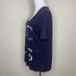 Baldwin KCUS Navy Blue V Neck T Shirt Distressed Tropical Sz Medium Photo 2