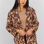 Mango Women Notch Collar Long Sleeves Tropic Print Linen Blazer, Beige Brown XS Photo 5