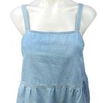Z Supply  Daniela Blue Chambray Square Neck Strap Tiered Denim Jeans Dress Sz XS Photo 7
