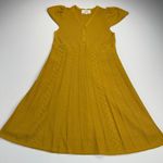 Ba&sh  Adana Pointelle Babydoll Cap Sleeve Knit Dress Mustard Yellow Lined Size 2 Photo 13