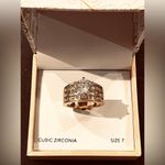 Charter Club NEW SOLITAIRE RING SZ 7 Crystal 3-Row Fine Gold Plate Macys Boxed Photo 4