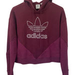 Adidas original cropped Trefoil color blocked Athleisure hoodie maroon xs Photo 0