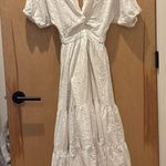 ZARA  Midi Dress XS White Eyelet Tiered Cutout Photo 2