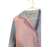 Cynthia Rowley  Blue Pink Striped Cotton Button Down Sleep PJ Shirt Women Sz S Photo 5