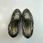 New York Transit  Sandals Shoes‎ Women’s Size 6 Jeweled Bronze Color Caged Heels Photo 2
