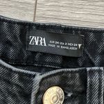 ZARA Button Fly High Rise Straight Leg Raw Hem Jeans | Mineral Faded Black | 2 Photo 7