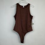 BP . Butter Tank Ribbed High Neck Sleeveless Bodysuit Brown Topaz Size Small NWT Photo 3
