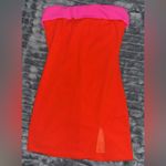 Strapless Orange and Pink Dress Photo 1