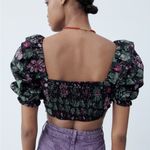 ZARA  Black Floral Crop Top Photo 2