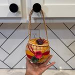 vintage handmade woven bucket basket purse bohemian coastal, or cottagecore mini Photo 1