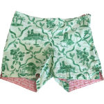 PAMELA FERRARI Green Italian Print Shorts Size Small Photo 0