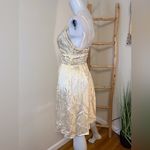 Guess Vintage 100% Silk Sequin Top Midi Dress Ivory Adjustable Straps Sz 9 Photo 8
