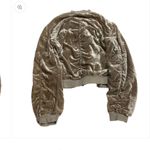 Free People  tan velvet bomber jacket zip ruched xs fall boho casual fall $129 Photo 3