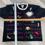 Berek Vintage 90s Born To Shop Embroidered Appliqué Cardigan Sweater Black XL Black Photo 11