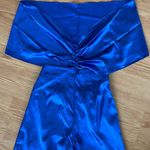 Blue Satin Wrap Jumpsuit Photo 2