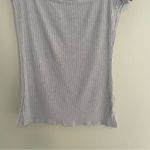 Reformation  Bardot Ribbed Knit Top Light Blue Small Photo 8