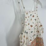 American Eagle  Linen Blend Micro Floral Sundress Sz Medium Cream Cottage Halter Photo 3