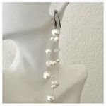 sterling silver floating freshwater pearl and crystal earrings Photo 3
