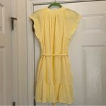 NEW Victoria Dunn Cotton Gauze Butter Yellow Ruffle Dress with Waist Tie Size L Photo 4