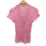 Dress Barn Pink Floral Pleated Ruffle Button Blouse Romantic Cottagecore M Photo 6