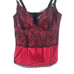 Cacique Red Black Lace Corset Bustier Bra Top Size 14/16 Lingerie Goth Pinup Photo 1
