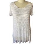 Crochet Tunic Up MADE IN ITALY White Lined Women's Swimsuit Coverup MEDIUM ? Photo 1