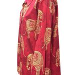 Vintage Red Elephant Print Long Sleeve Button Up Shirt Size Large Stylish Travel Photo 1