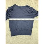 CAbi Womens Cardigan Top L Navy Blue 3/4 Sleeve Ruched Knit Button Front Girl Photo 1